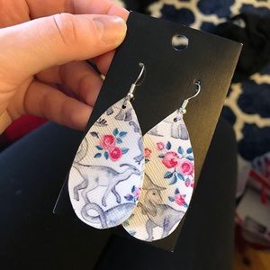 Faux leather dinosaur earrings